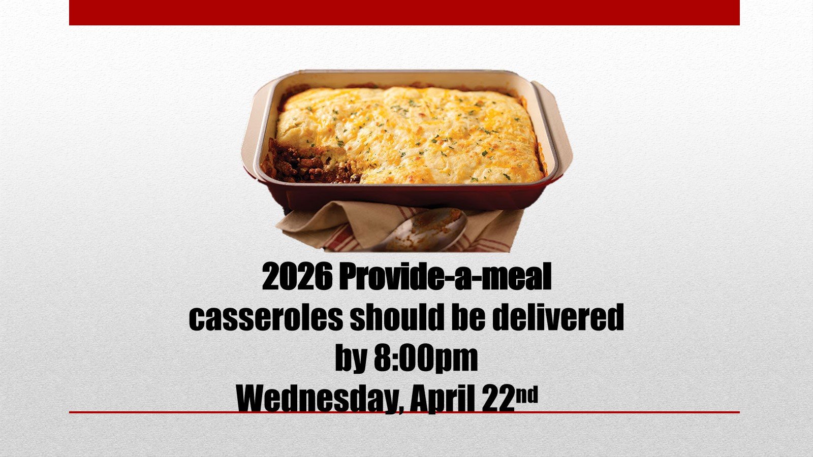 2026 Provide a meal casserole