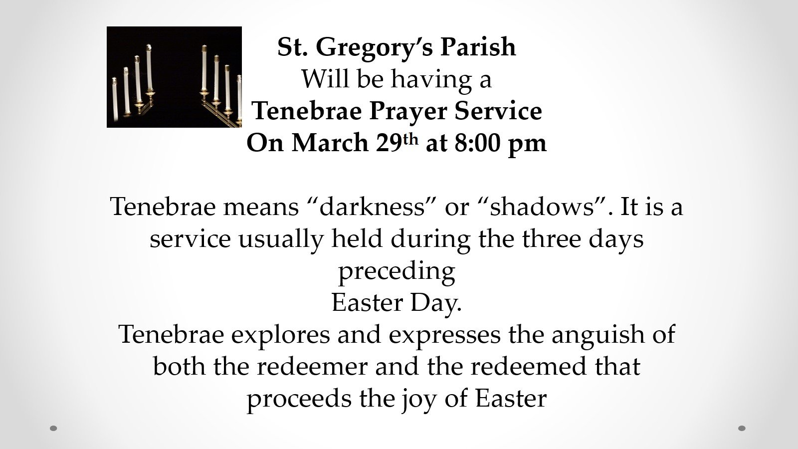 Tenebrae Prayer Service 2026