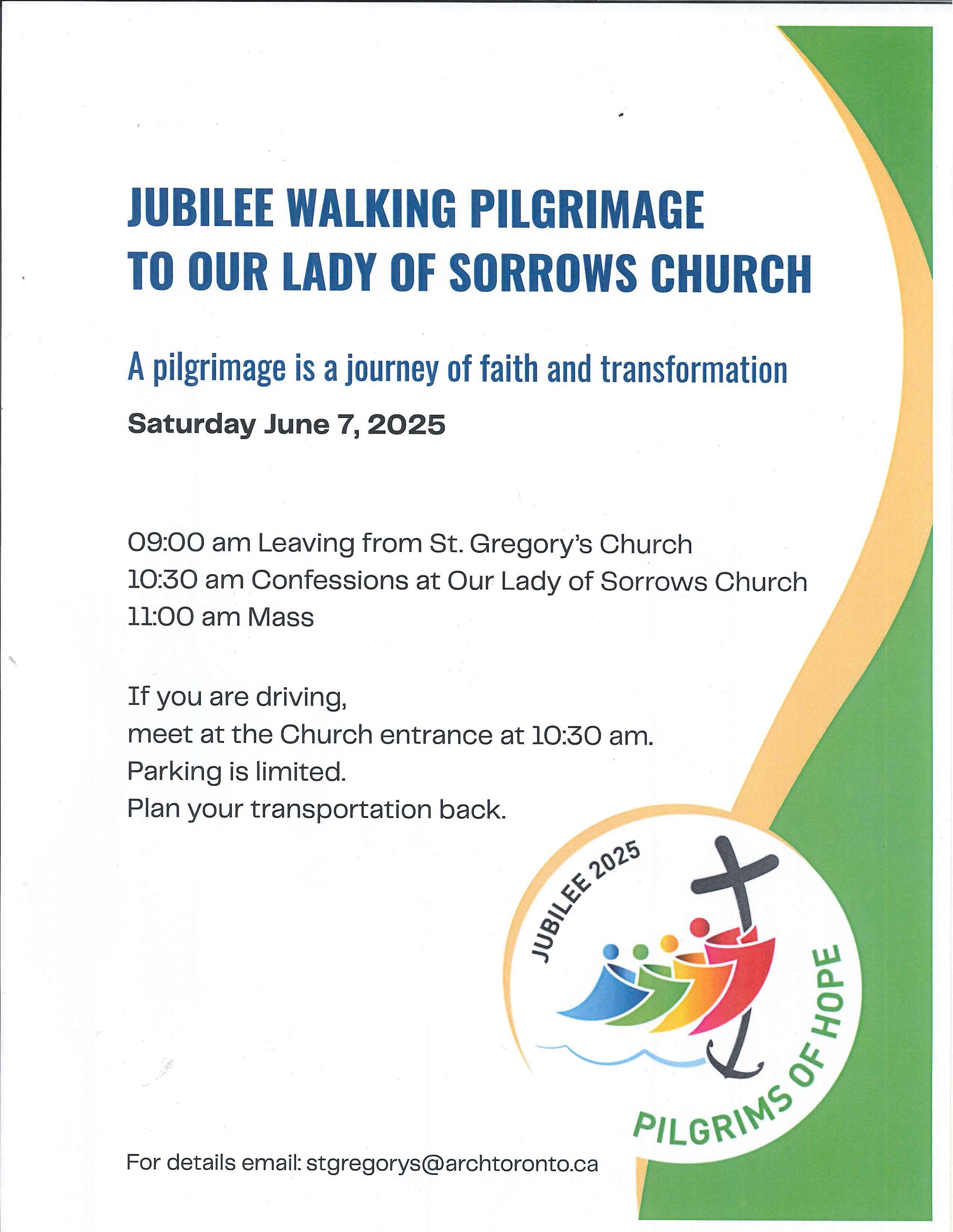 Jubilee Walking Pilgrimage to Our Lady of Sorrows Church