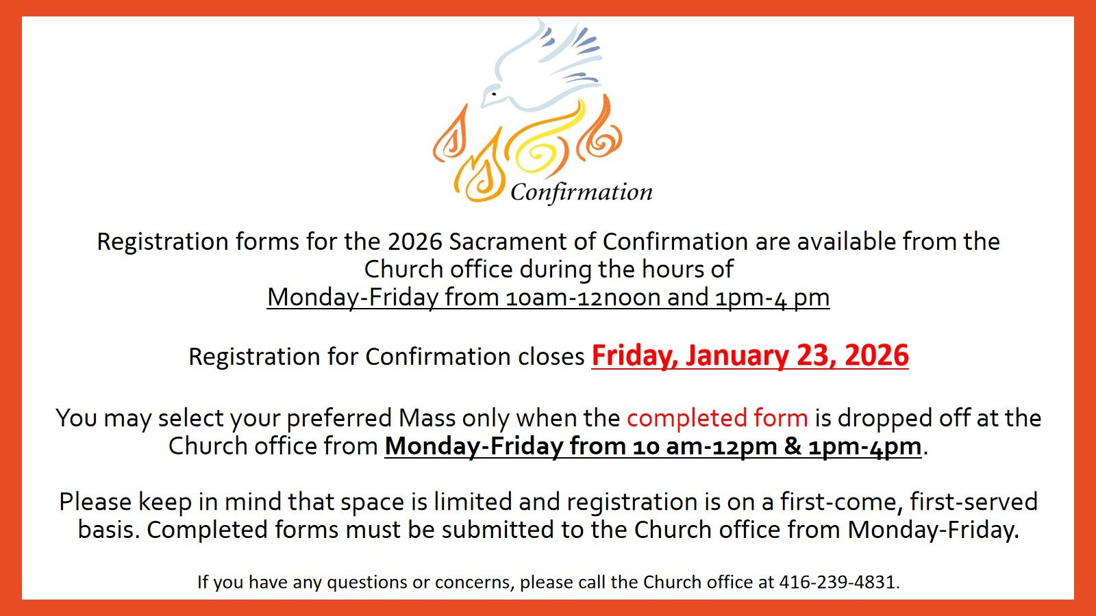 Confirmation forms are available 2026