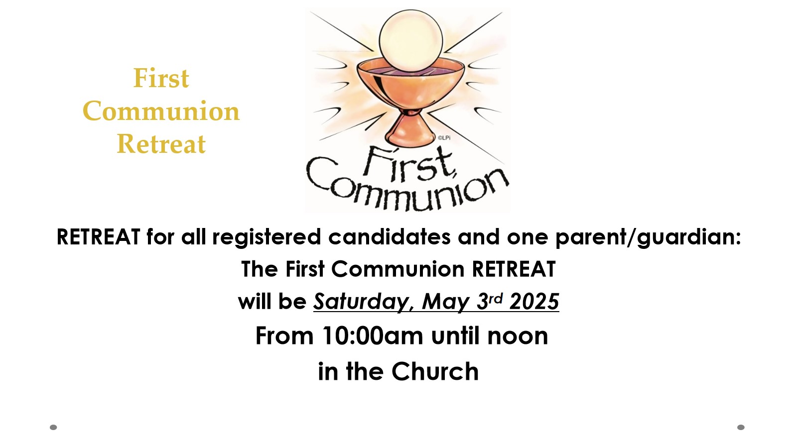 First Communion Retreat May 3 2025