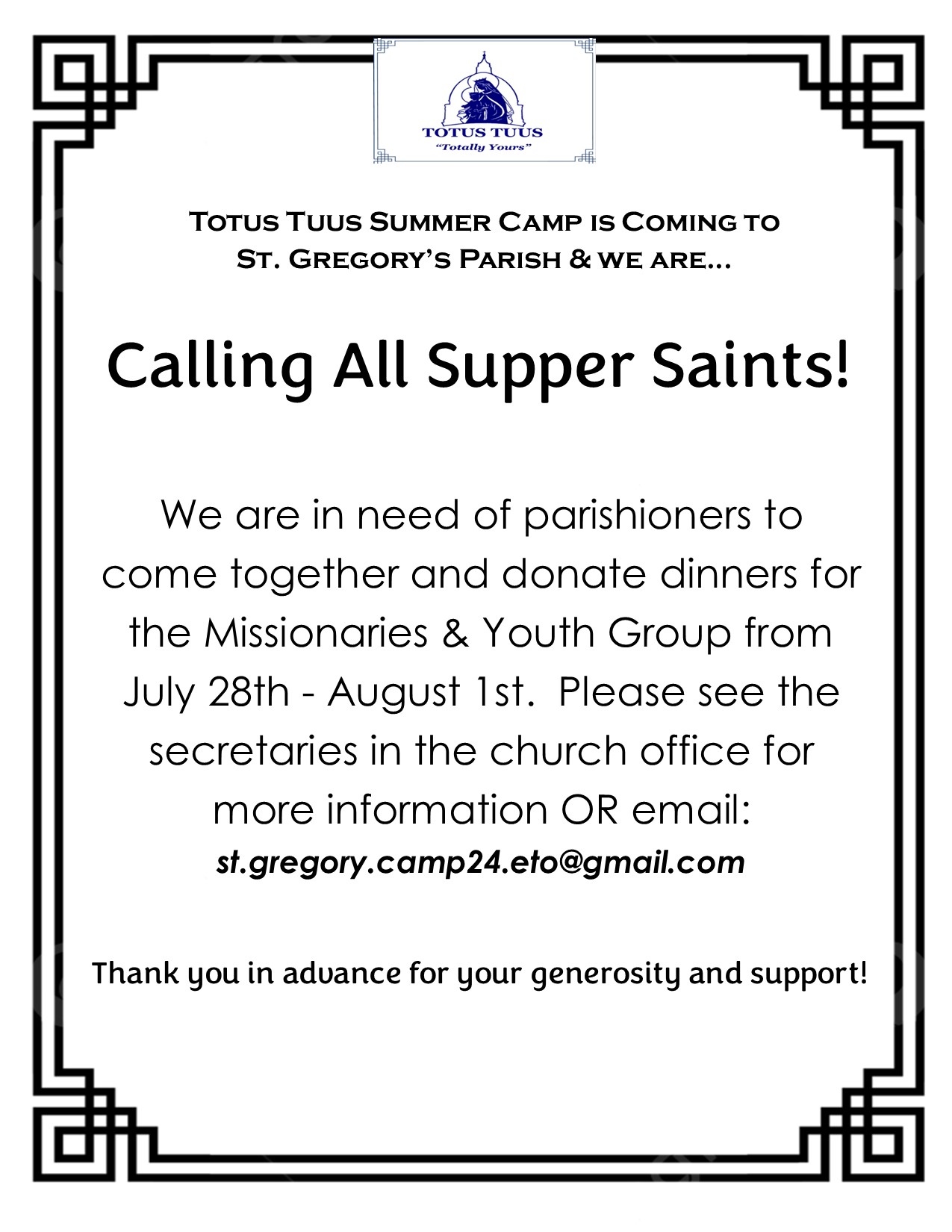 Calling All Supper Saints